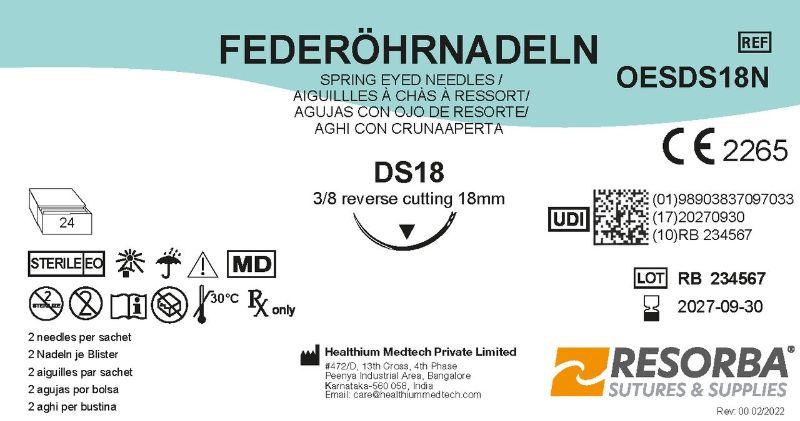 Голки хірургічні діаметром 0,7мм, ріжучі зворотні окружність 3/8, довжиною 18мм
